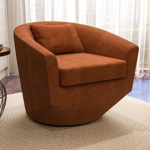 CANMOV Orange 360 Degree Swivel Barrel Chair, Modern Living Room Sofa