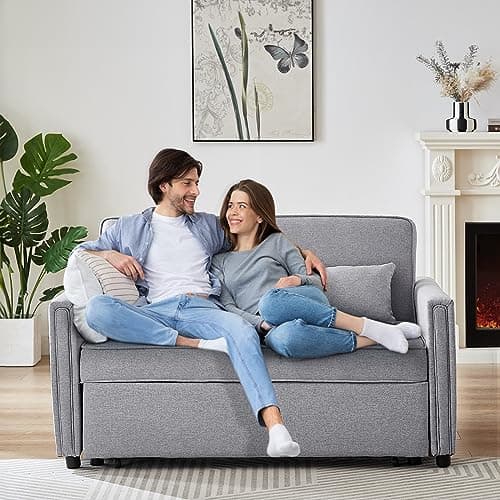 Modern 3-in-1 Sleeper Sofa Bed with Adjustable Backrest&Pillows