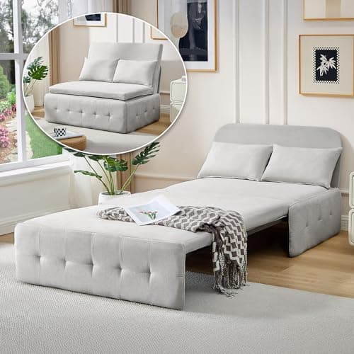 3-in-1 Dark Gray Convertible Sofa Bed, Pull-Out Sleeper Twin Sofa for Living Room, Bedroom