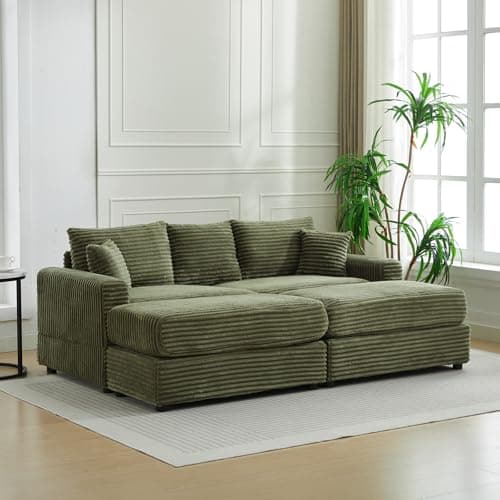 Black 3 Seater Fluffy Cloud Modular Sofa with Chaise Lounge, 82" W