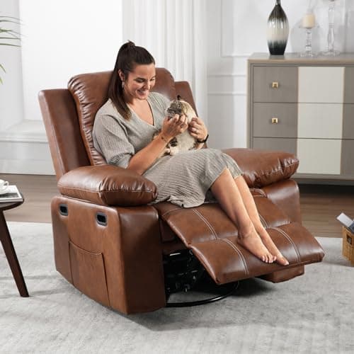 Swivel Rocker Massage Chair for Adults with Heat and Vibration
