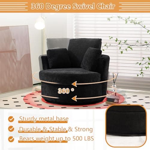 Set of 2 Modern Swivel Barrel Chairs for Nursery, Living Room, Bedroom