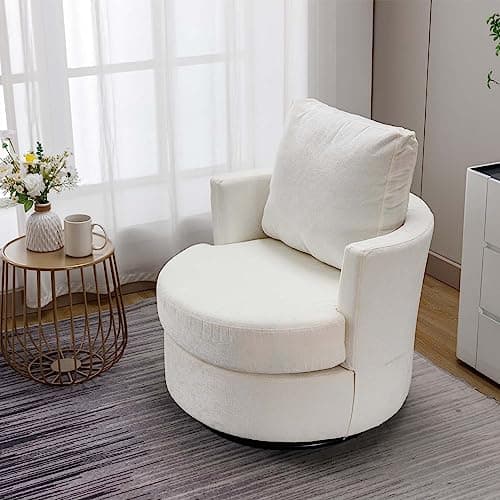 Modern Swivel Barrel Chair for Living Room - Beige