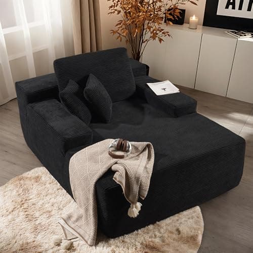 Oversized Cloud Couch, 67" Beige Upholstered Bed Sofa (Plush Corduroy)