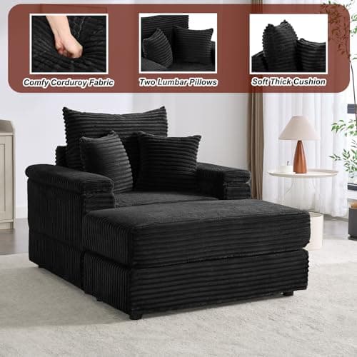 Oversized Chaise Lounge Chair with Ottoman for Indoor Use in Living Room