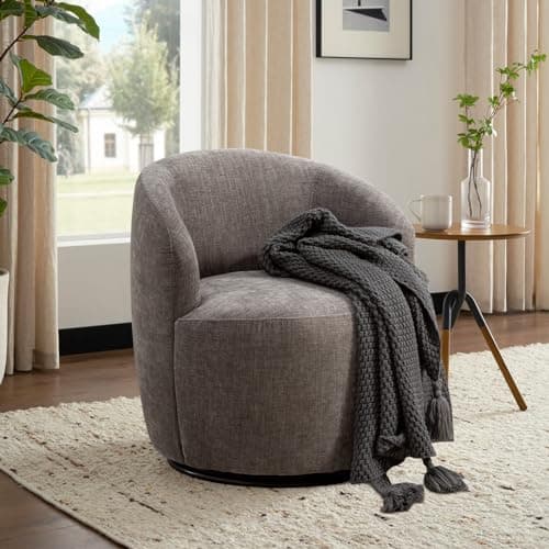 360 Degree Swivel Barrel Chair in Black Chenille Fabric
