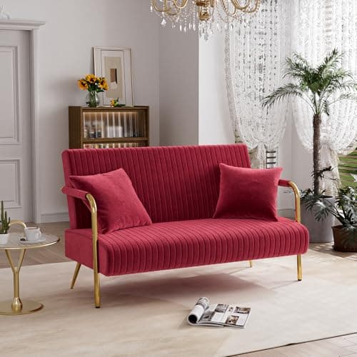O YY Sir Dark Green Corduroy 59" 2 Seater Loveseat Couch with Pillows