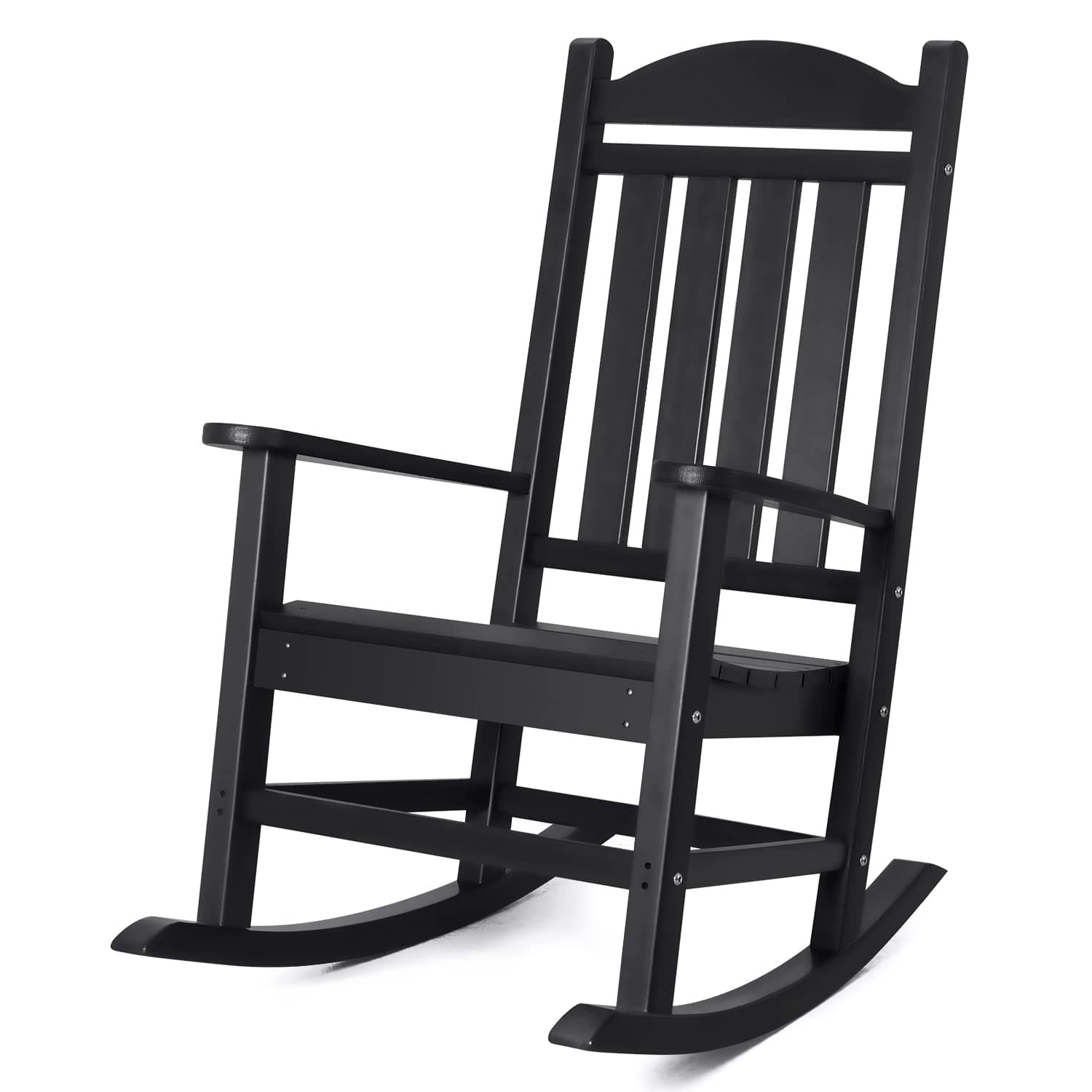 Devoko HDPE Outdoor Rocking Chair, Black, High Back, All Weather