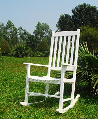 Acacia Wood White Porch Rocker/Rocking Chair
