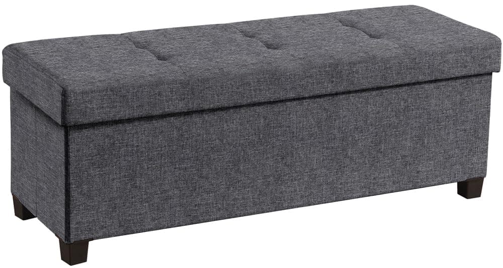 Ornavo Home 43 Inch Charcoal Gray Folding Storage Ottoman Bench