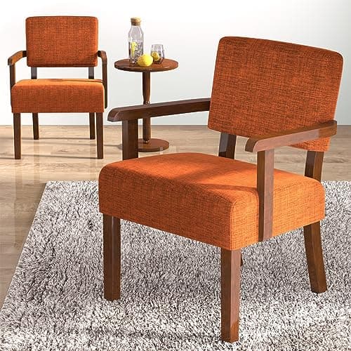 2-Piece Accent Chair Set with Table for Living Room, Bedroom, Reading Room, Waiting Room (Brown)