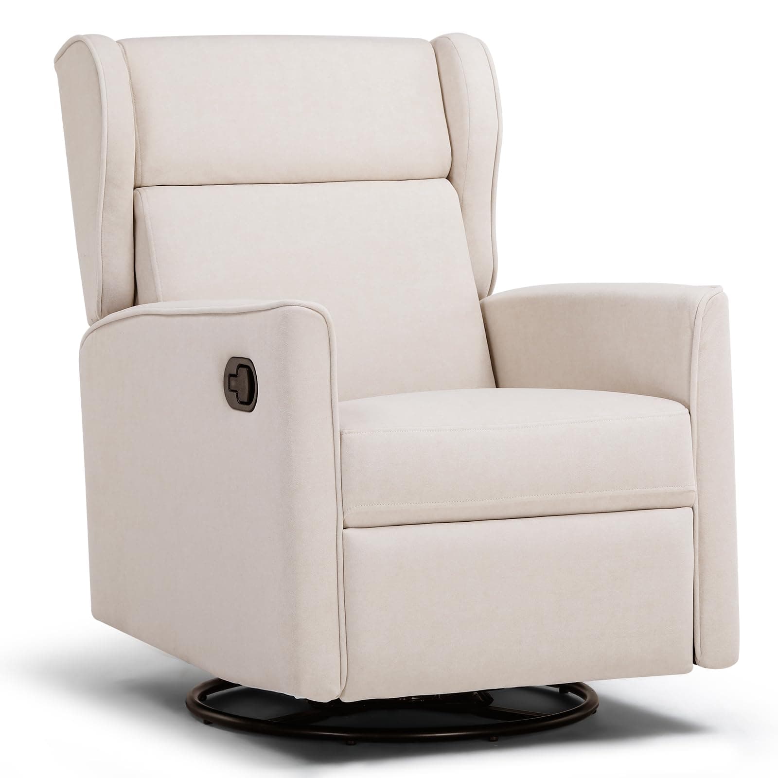 COMHOMA Cream White Swivel Reclining Rocker Chair for Living Room