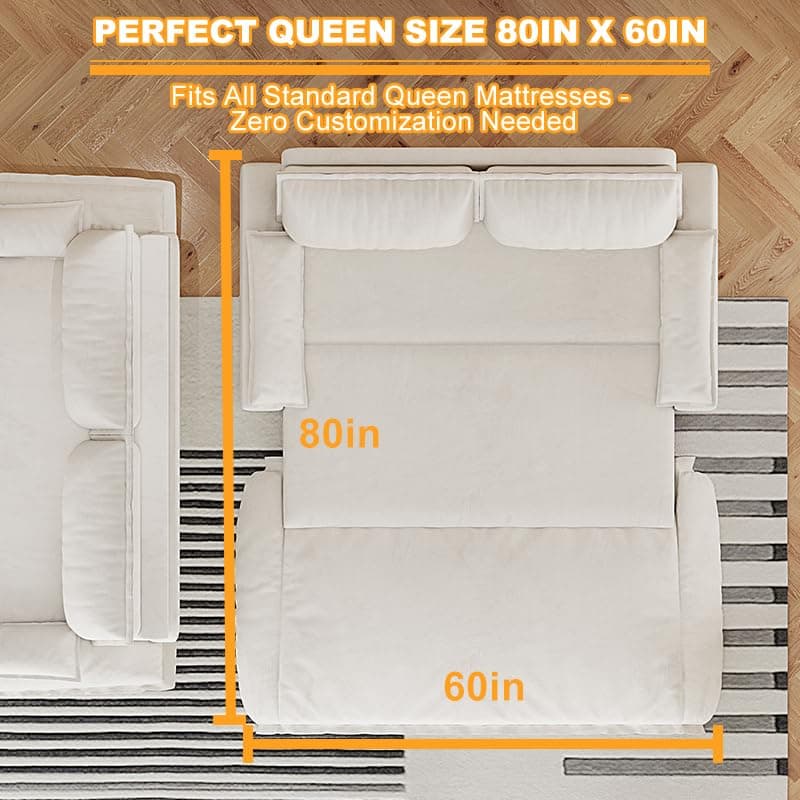 70.1" Queen Size 3-in-1 Convertible Futon Sofa Bed with Cushion Armrest, Modern Velvet Beige Couch for Living Room and S