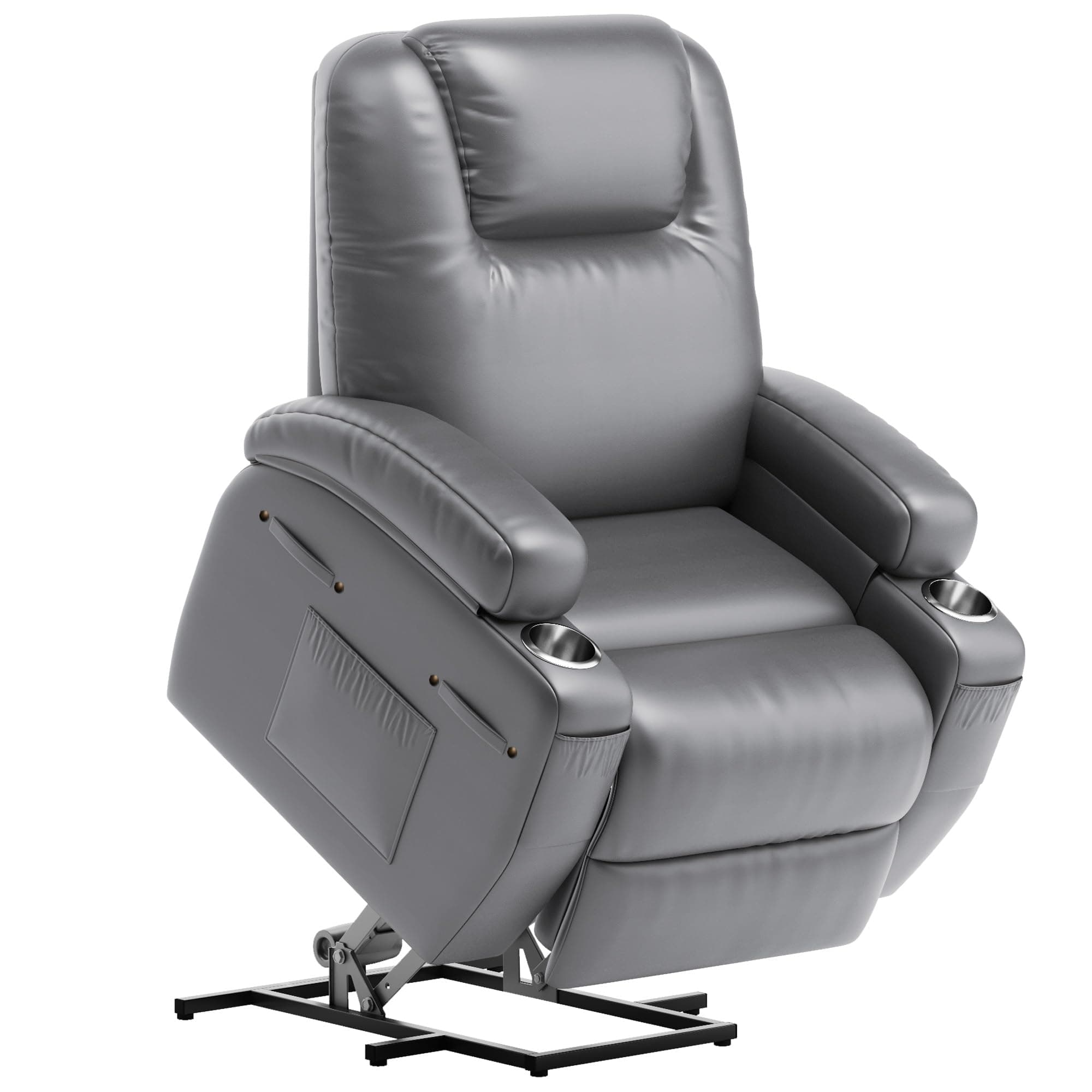 JUMMICO Electric Recliner with Footrest and Massage for Elderly (Gray Leather)