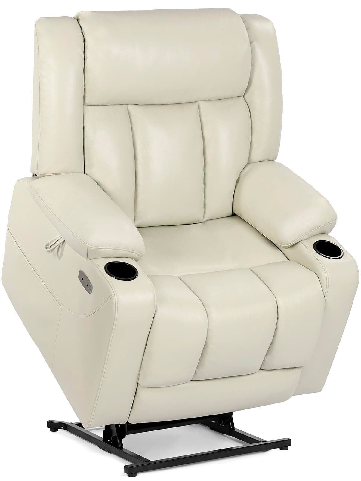Heavy Duty Dual Motor Oversized Power Lift Recliner Chair for Elderly, Cream White
| 400lbs Capacity Leather Recliner with Massage and Heat for Elderly, Cream White
| Big and Tall Lay Flat Lift Chair with Cup Holders, Dual Motor Power Recliner for E