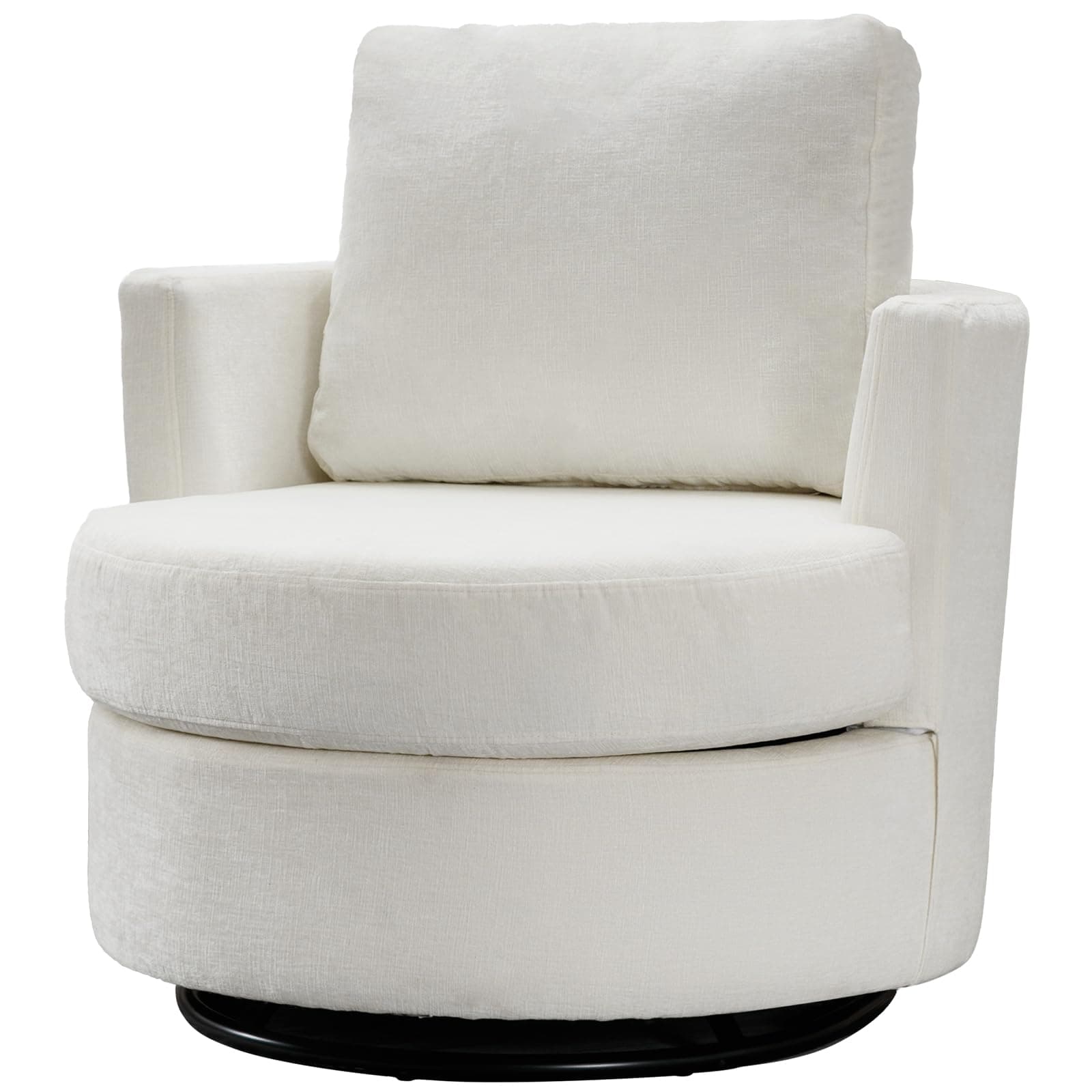 Modern Swivel Barrel Chair for Living Room - Beige