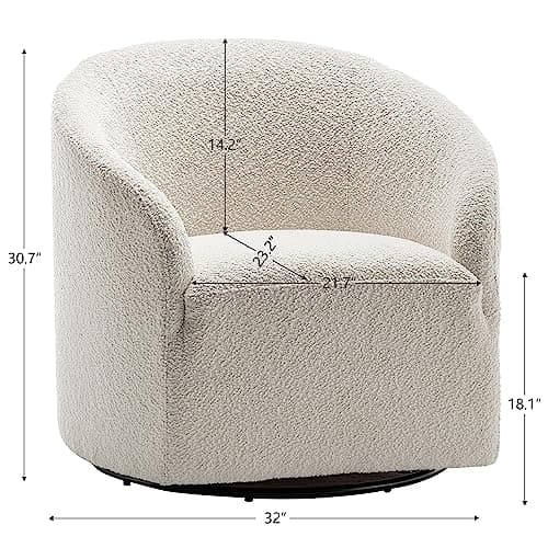 Modern White 32" Swivel Boucle Chairs Set of 2, Living Room & Bedroom