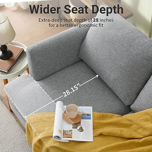 Mid Century Gray Upholstered 2-Seater Loveseat for Small Spaces