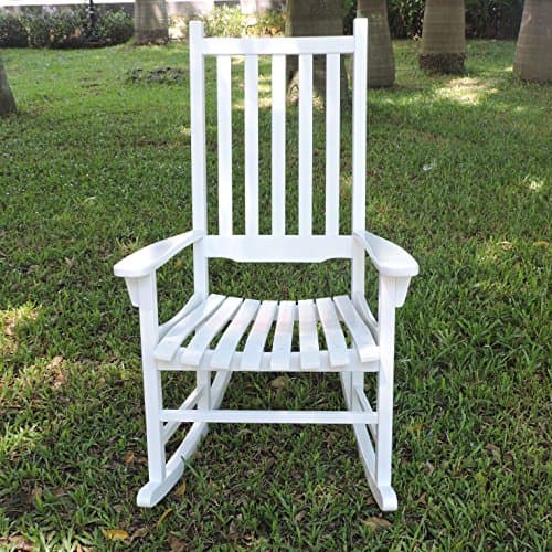 Acacia Wood White Porch Rocker/Rocking Chair