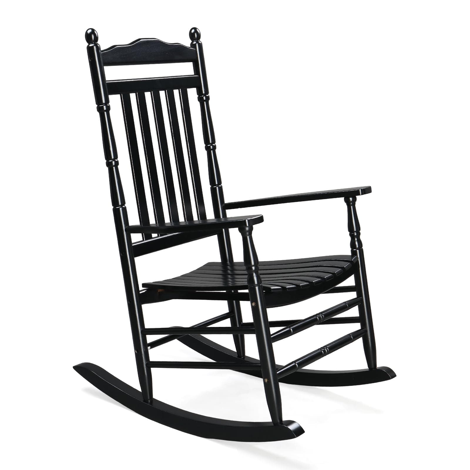 VINGLI Outdoor Wood Rocking Chair, Black, 450 lbs Capacity