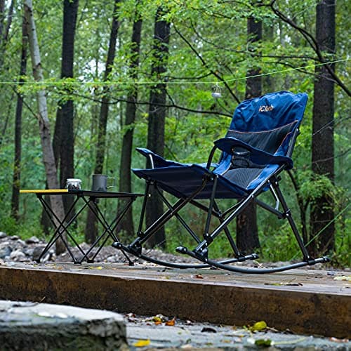 iClimb Heavy Duty Padded Folding Rocking Chair for Patio and Backyard