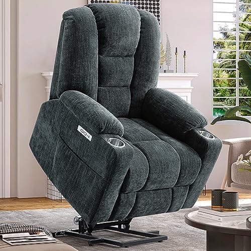 Midnight Blue Power Lift Recliner with Massage and Heat for Seniors