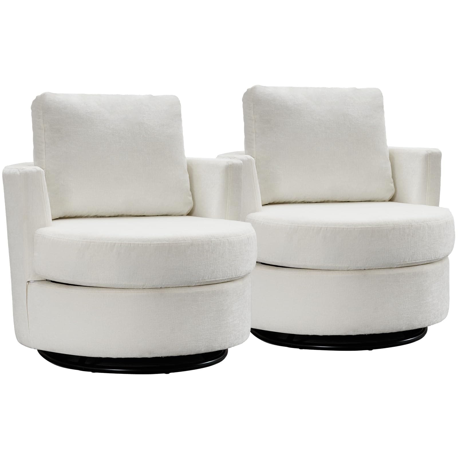 Swivel Barrel Chair for Living Room - Modern Beige Design