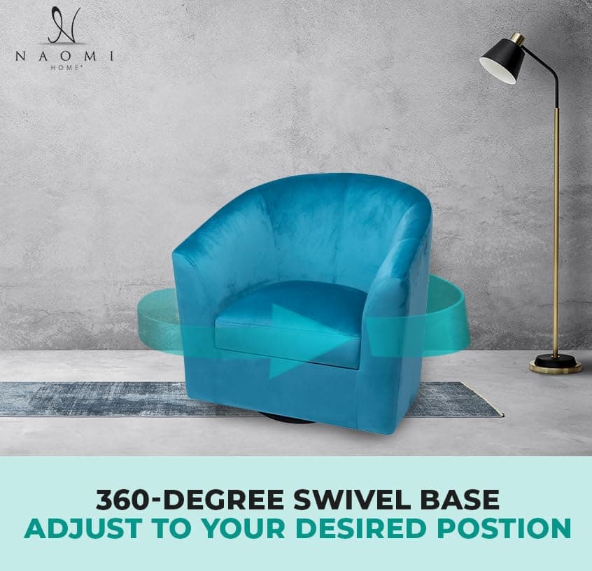 Ariana Turquoise Microfiber 360 Swivel Barrel Chair for Living Room