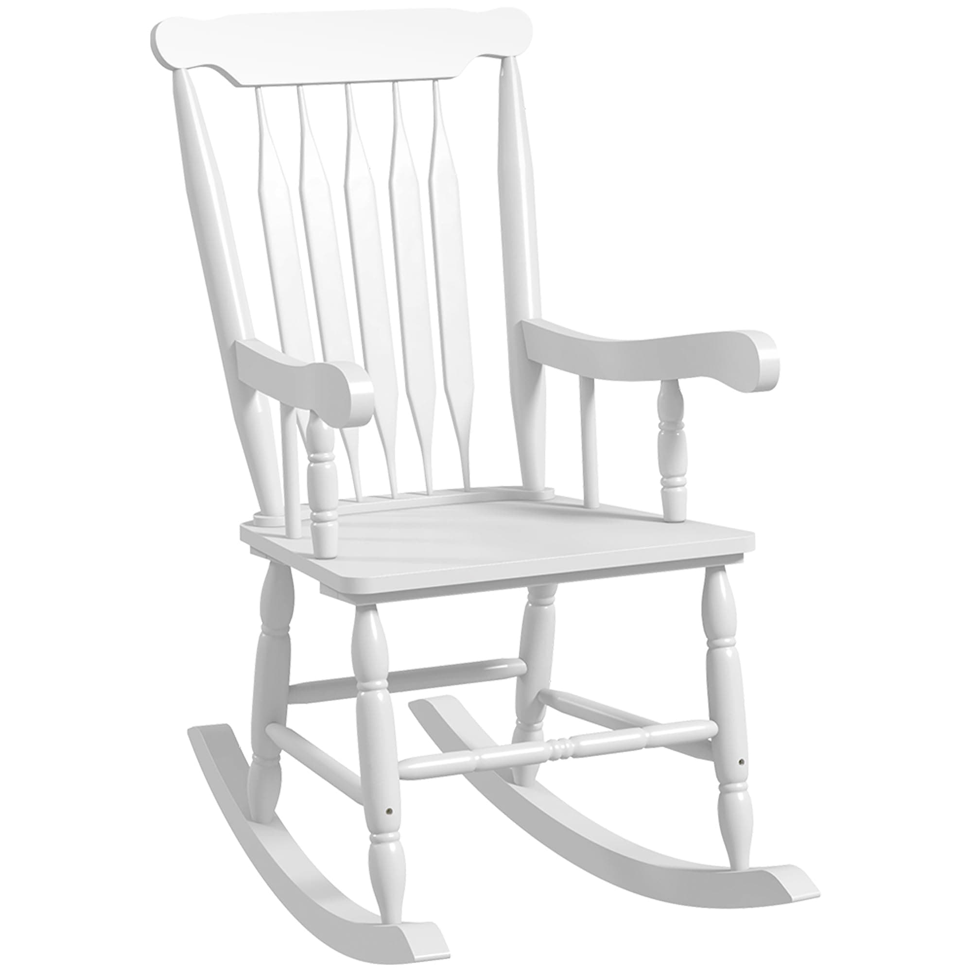 Outsunny White Outdoor Wood Rocking Chair, 350 lbs. Patio Essential