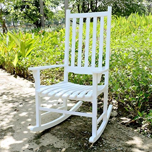 Acacia Wood White Porch Rocker/Rocking Chair