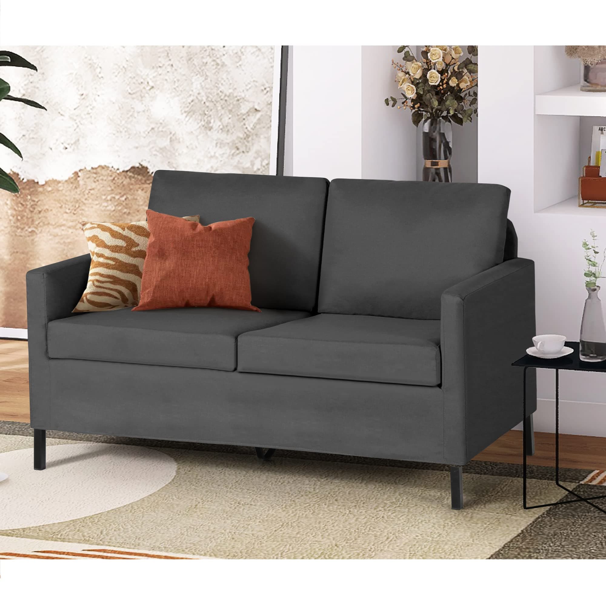 TYBOATLE Dark Grey Modern 51" Small Loveseat Sofa for Living Room & Bedroom