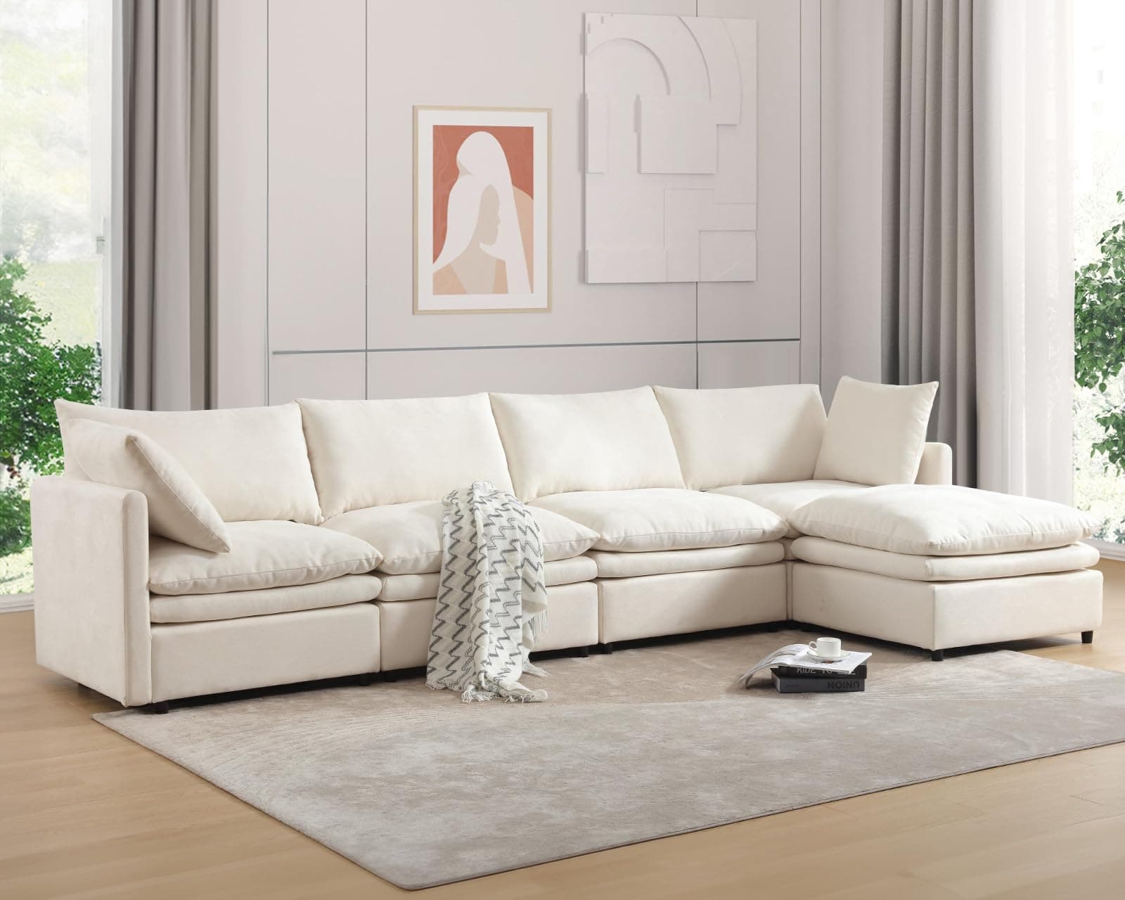 Convertible Sectional Sofa Couch with Ottoman