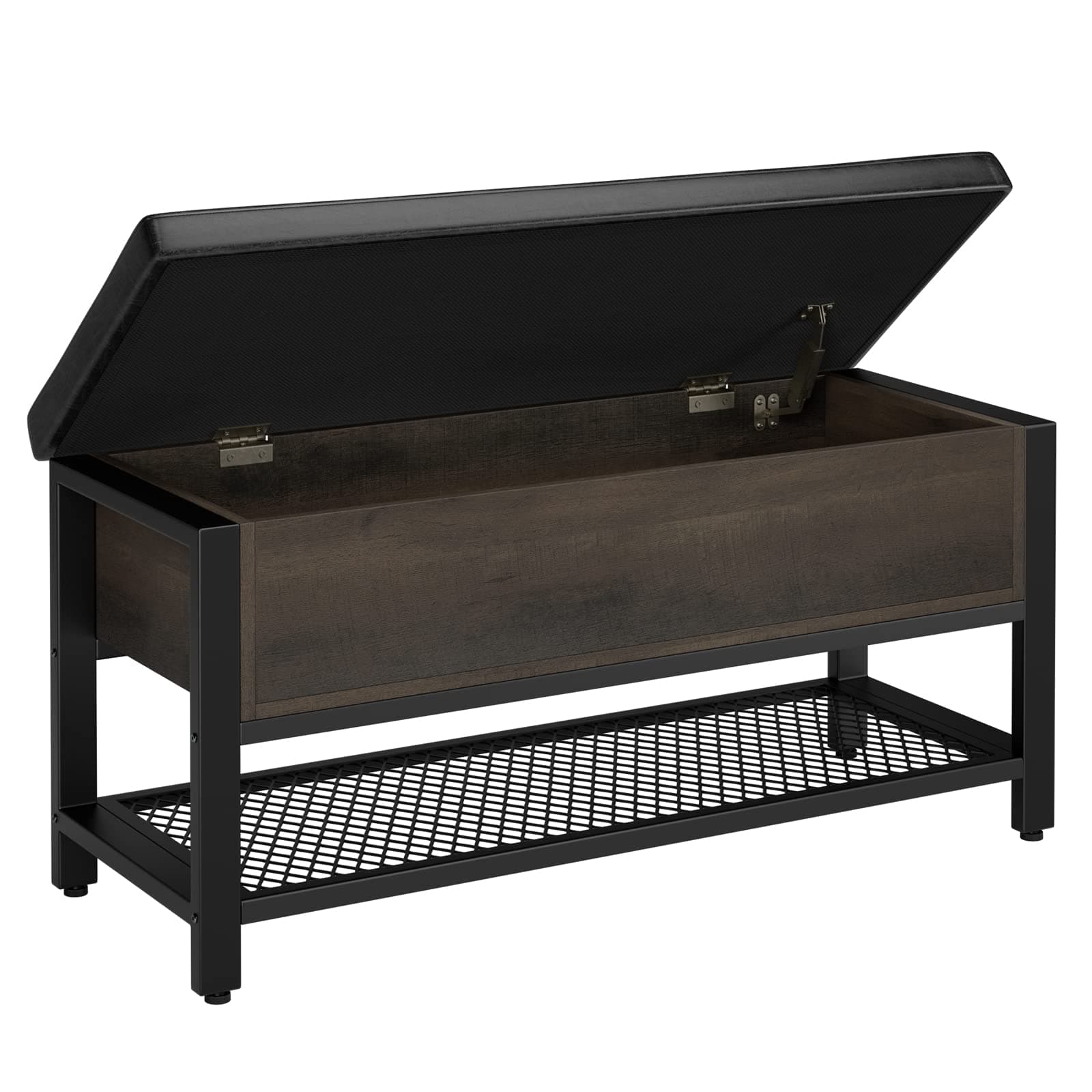 Dark Brown HOSTACK Entryway Shoe Bench with Flip-Open Storage