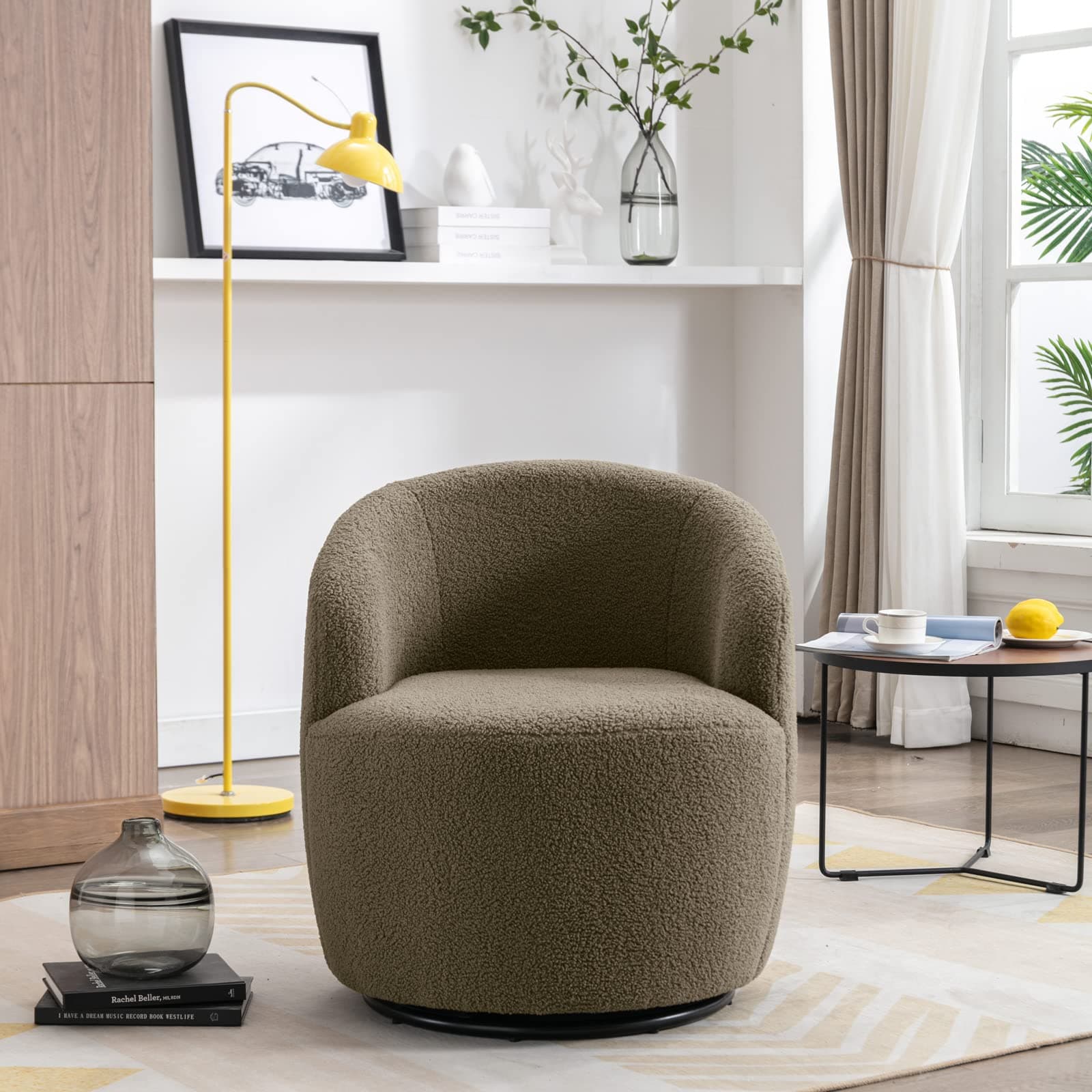 Modern Swivel Barrel Accent Chair for Nursery, Living Room, Hotel, Bedroom, Office, Lounge