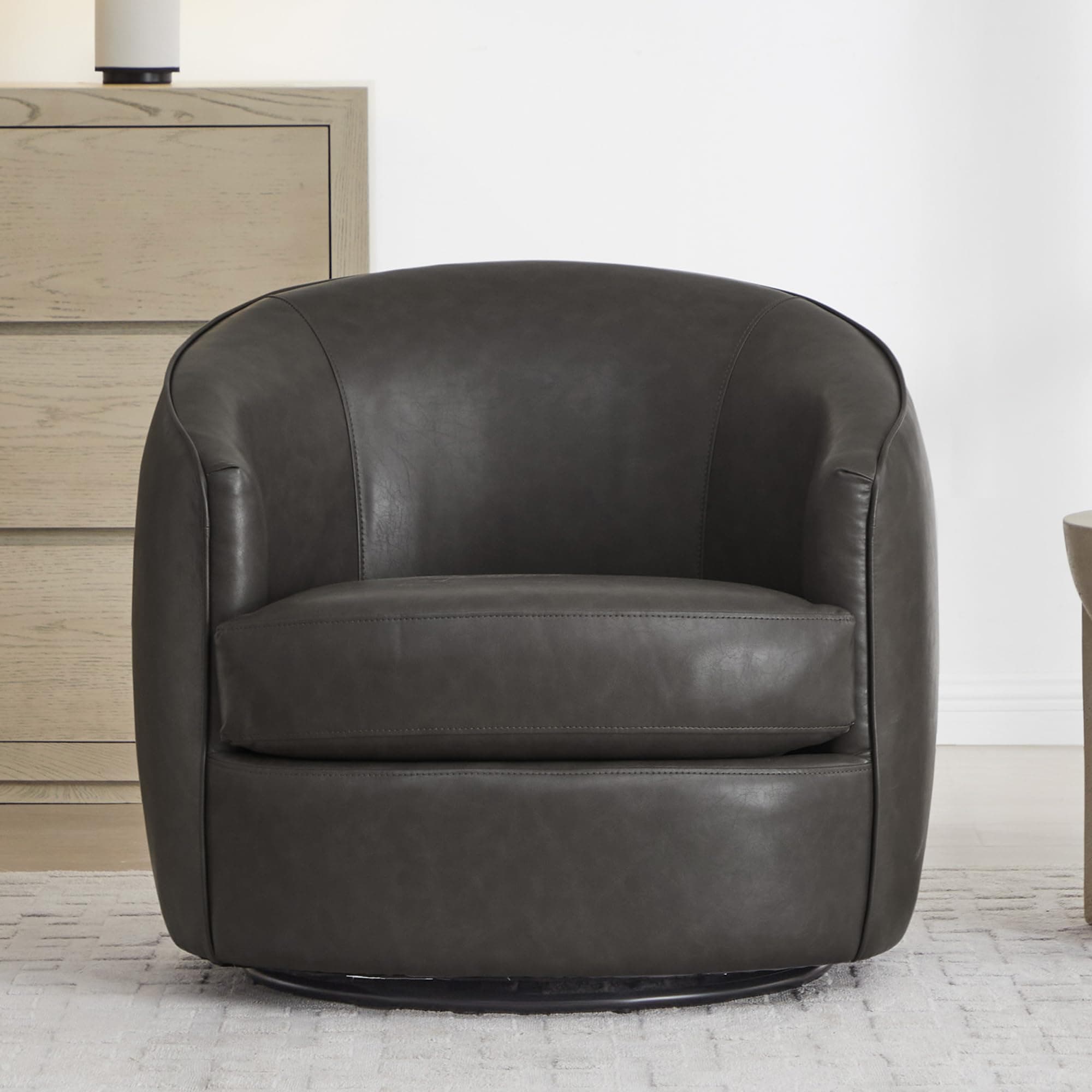 Chita Grey FSC Certified Swivel Office Chair, Living Room Accent