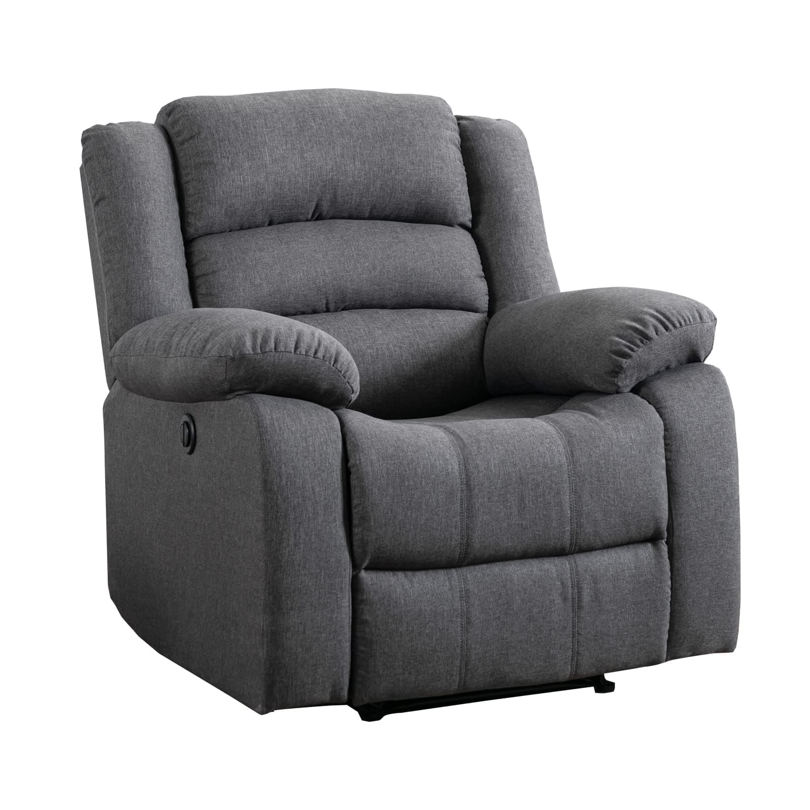 Classic Power Recliner Chair - Oversized Electric Overstuffed Chair with Soft Cushion and Back - Comfortable Armchair for Living Room, Gray