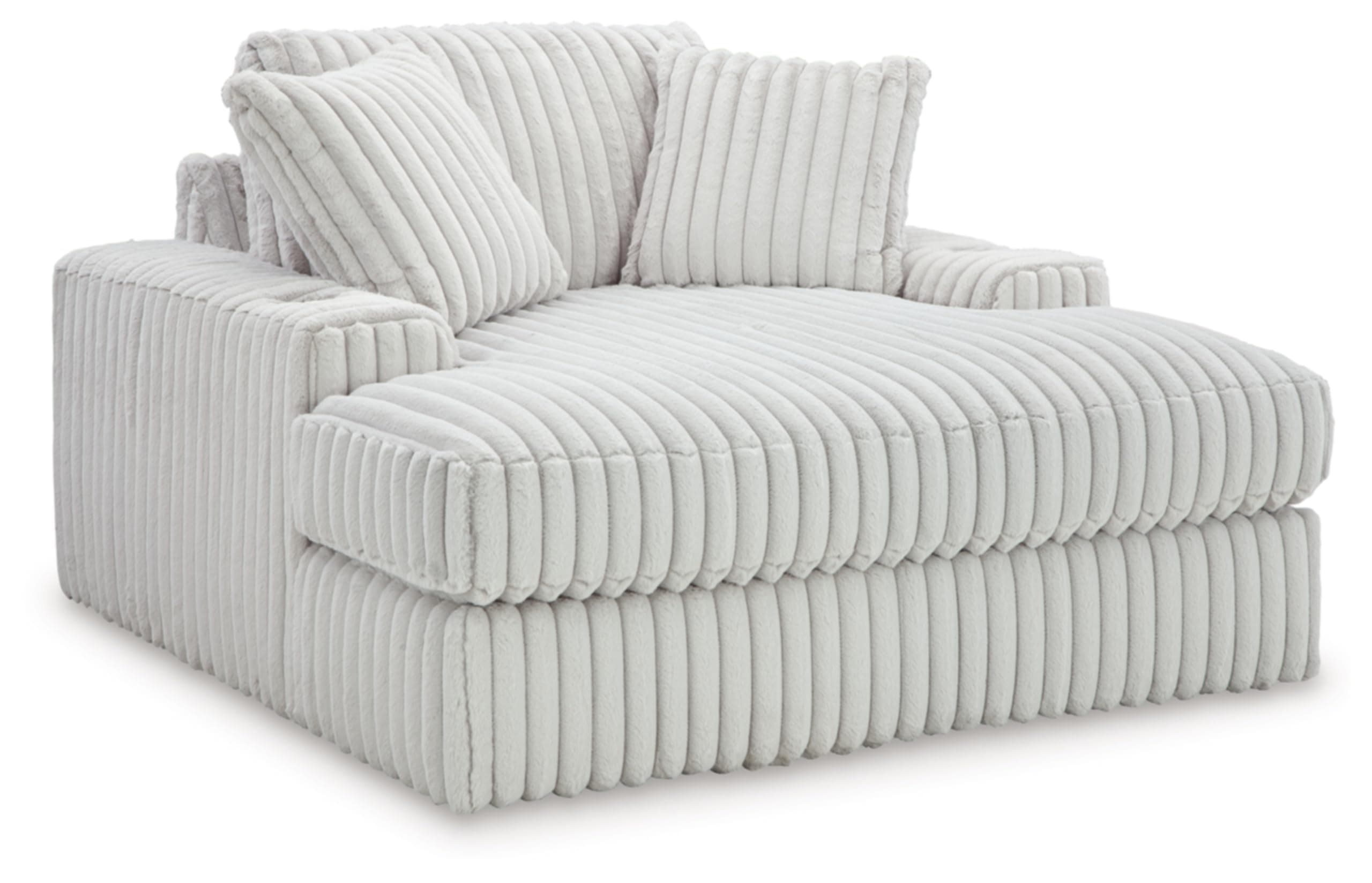 Signature Design by Ashley Stupendous White Oversized Chaise with Cup Holders and USB Ports