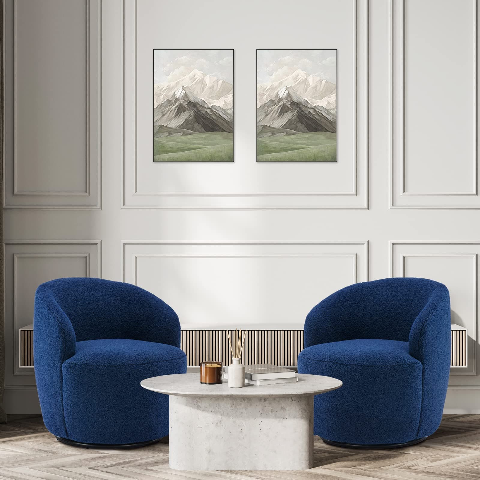 Set of 2 Modern Blue Swivel Chairs for Living Room, Nursery, and Office