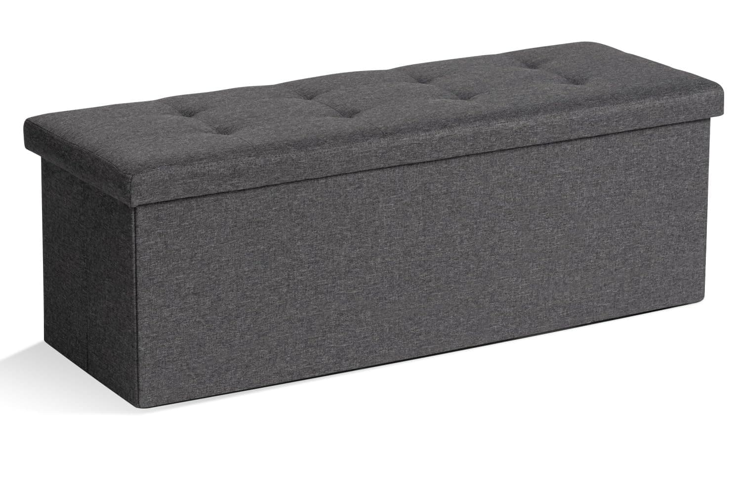Grey Foldable Ottoman Bench with Storage, Upholstered Footrest, 43"avern, Holds 660 lb