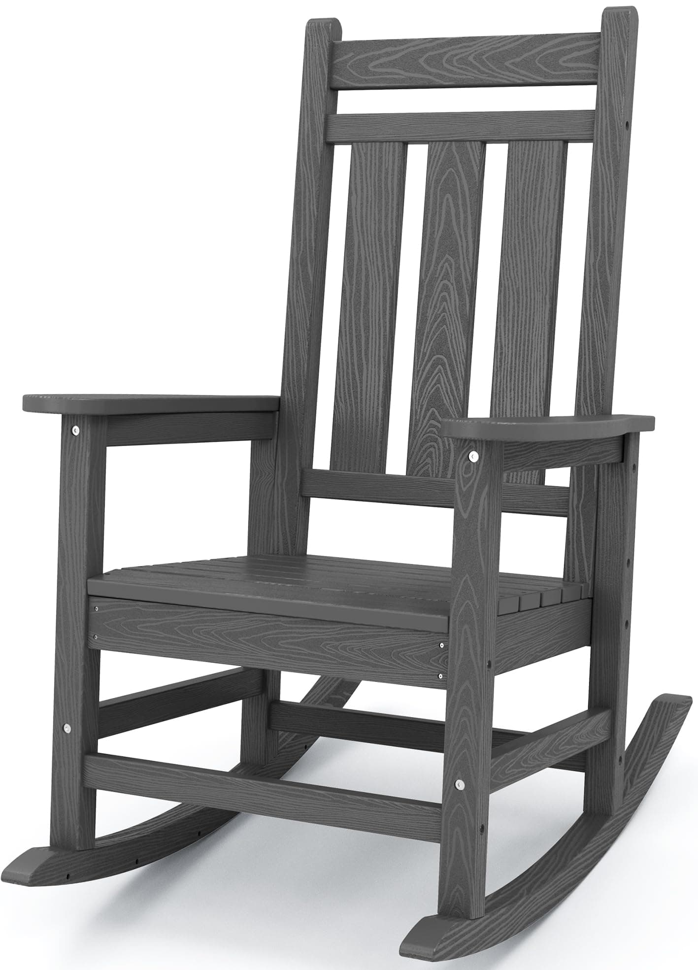 KINGYES Heavy Duty All-Weather Outdoor Rocking Chair, Gray