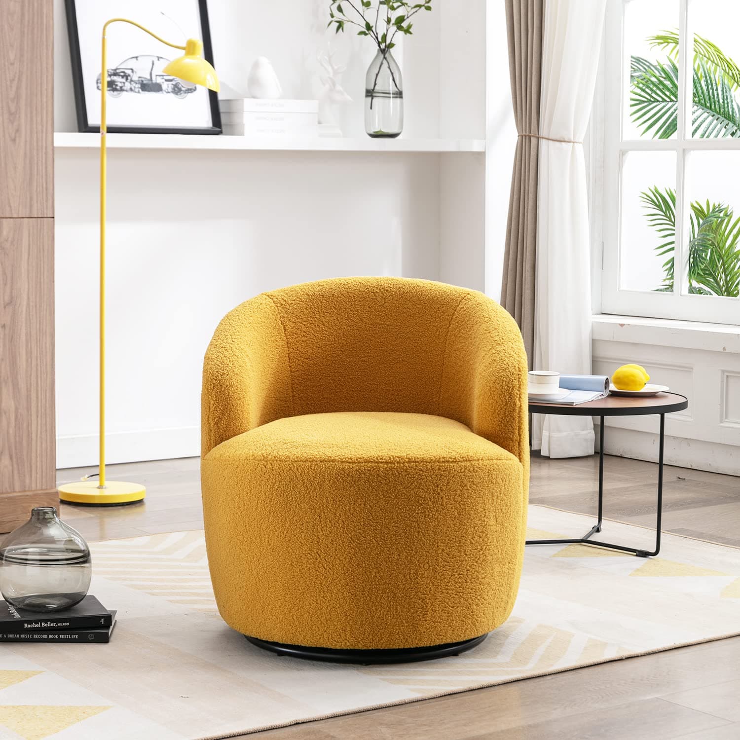 Modern Yellow Swivel Barrel Chair for Multiple Spaces