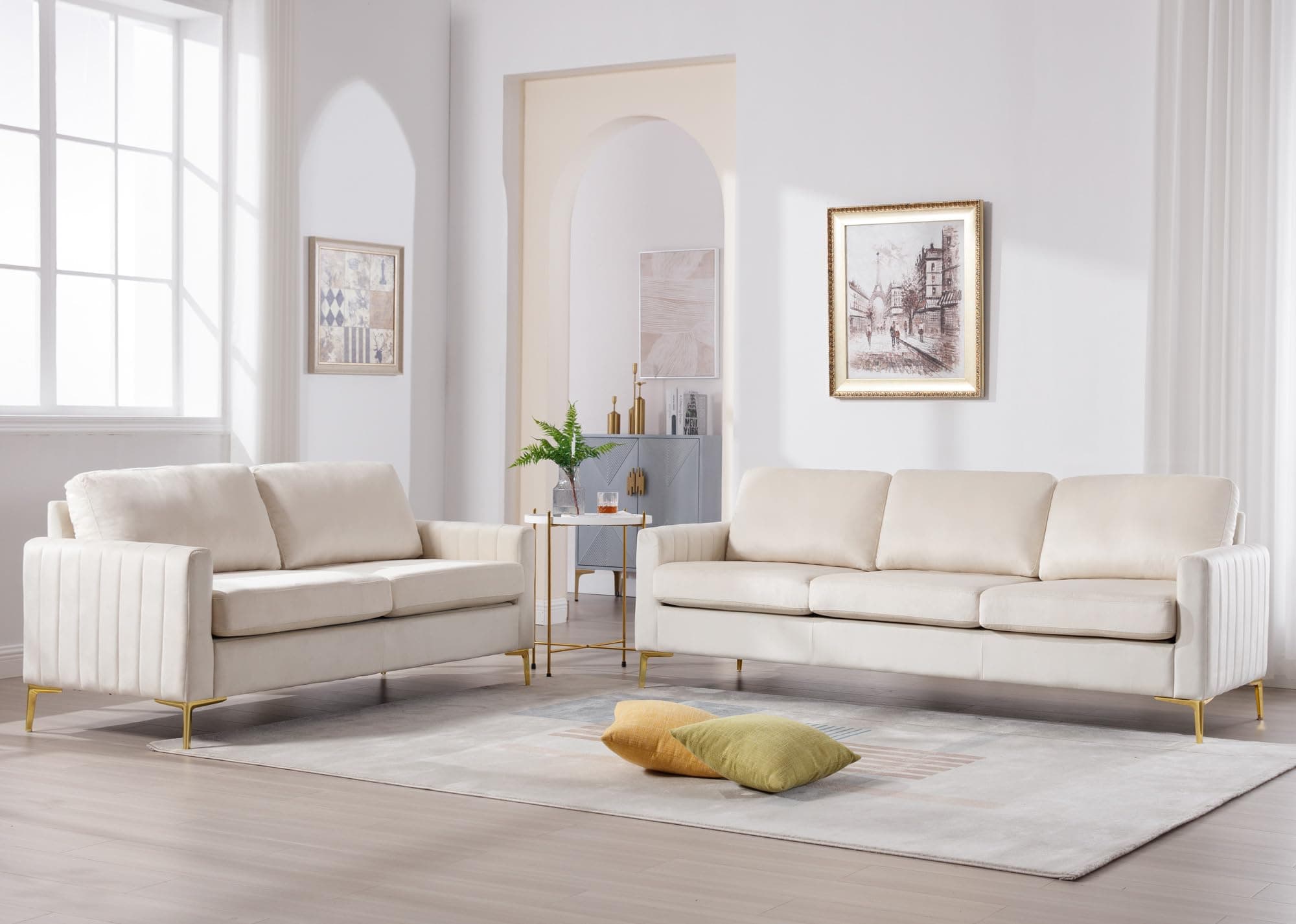 Velvet Sofa Couch Set - 2 Pieces
