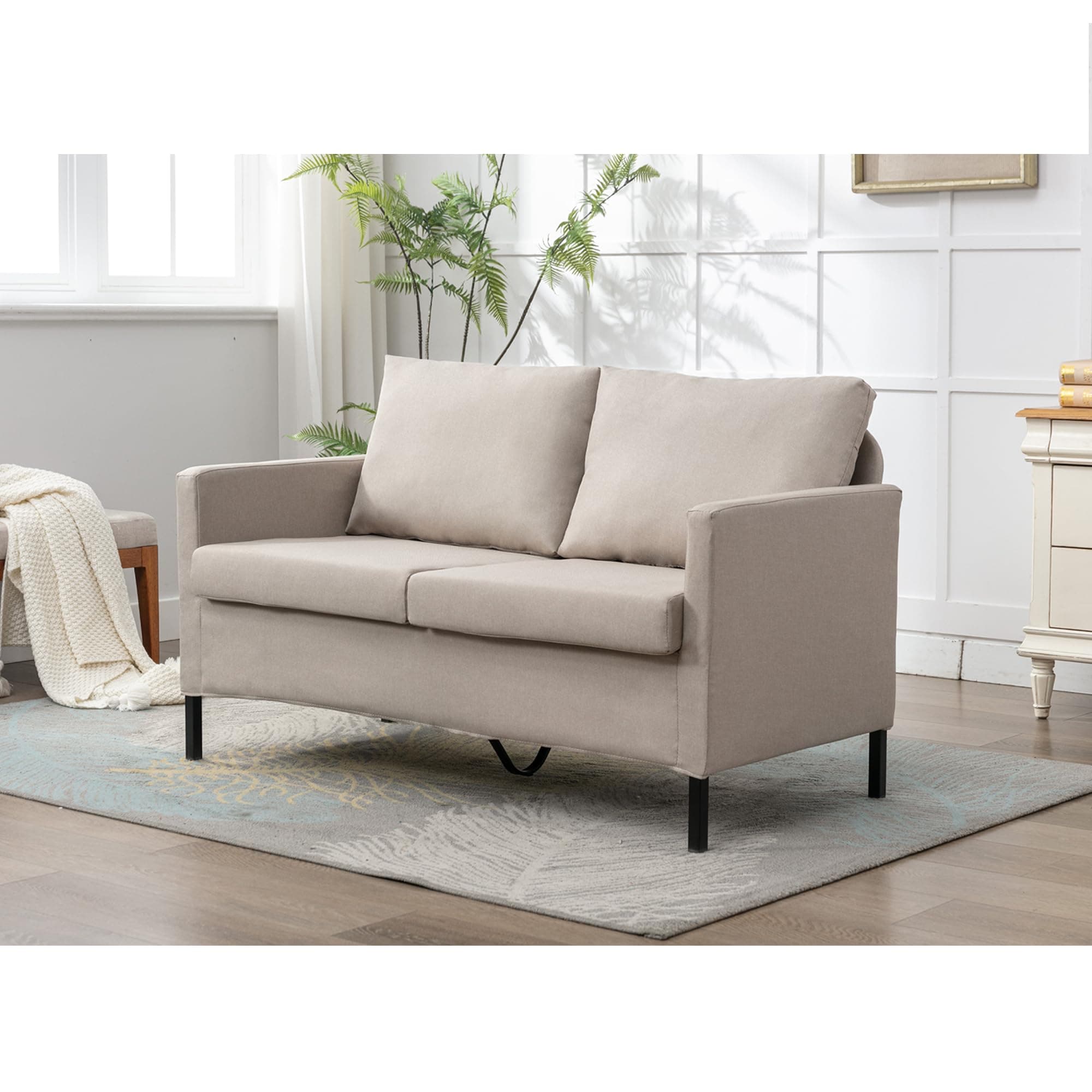 TYBOATLE Beige Modern Small LoveSeat Sofa for Living Room and Compact Spaces