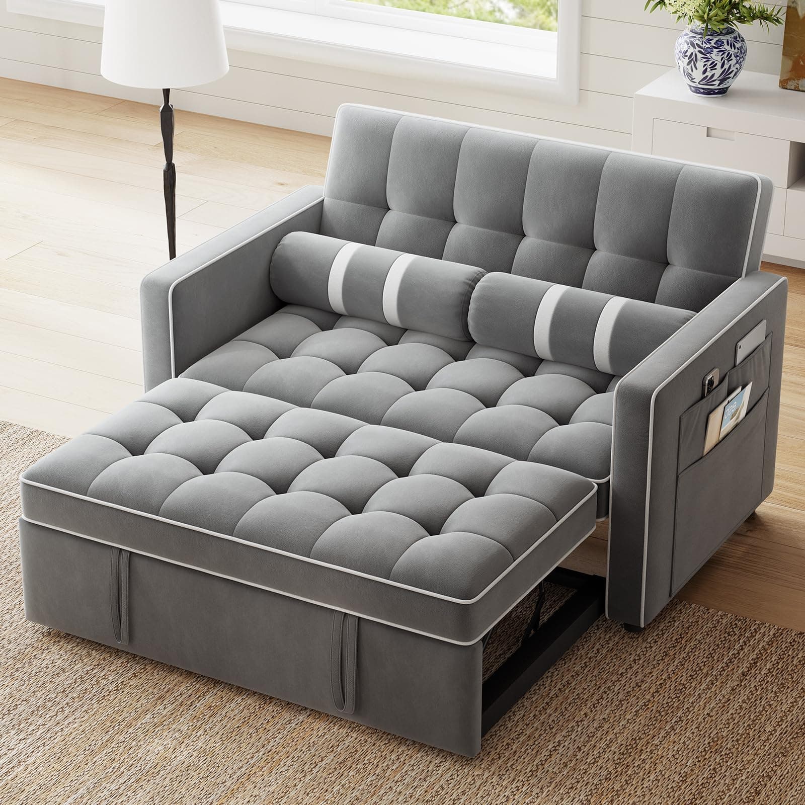 Marsail 3-in-1 Pull Out Sofa Bed with USB Charging & Storage