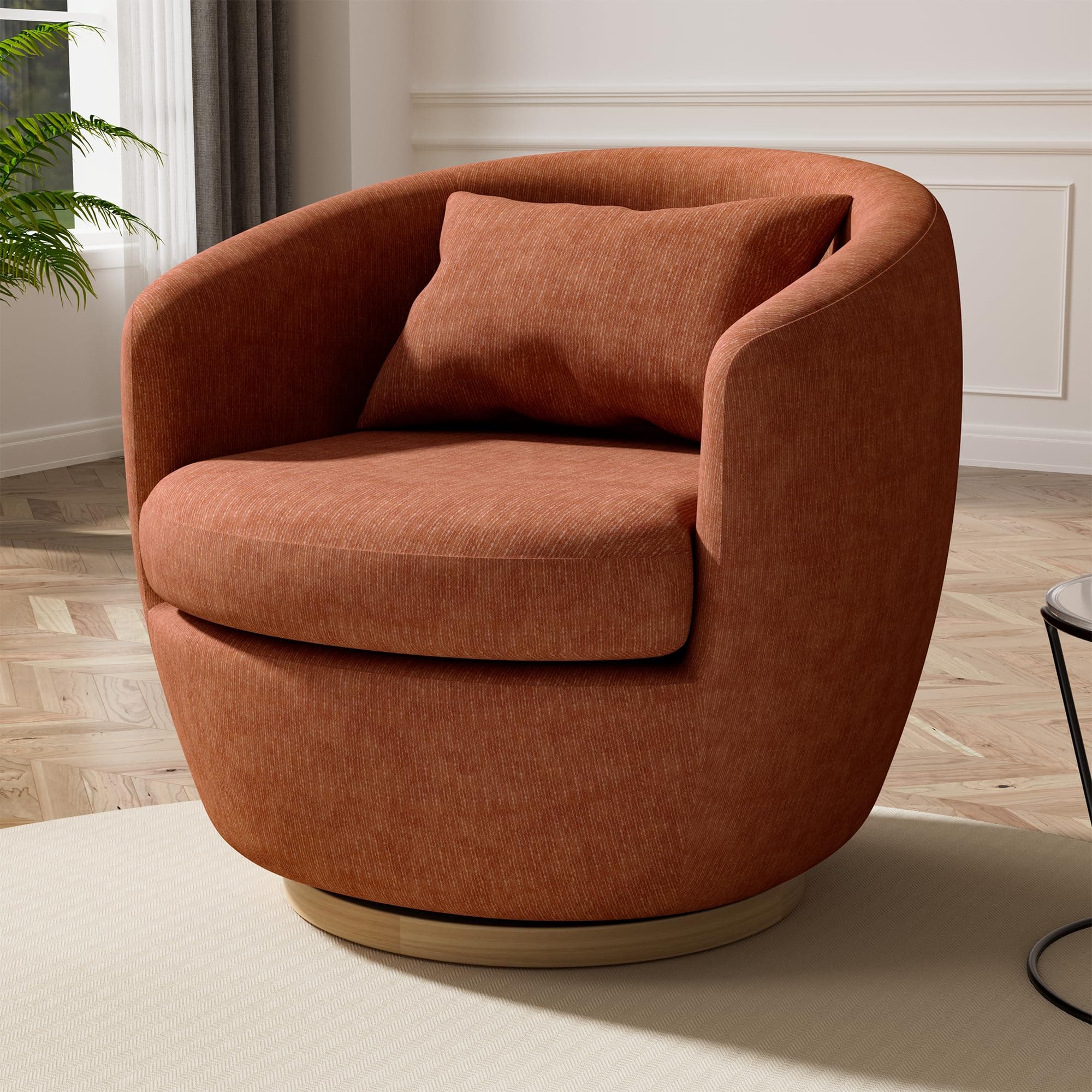 Orange Barrel Modern Fabric Swivel Accent Chair, 360 Degree Rotating Living Room, Bedroom, Office Chair