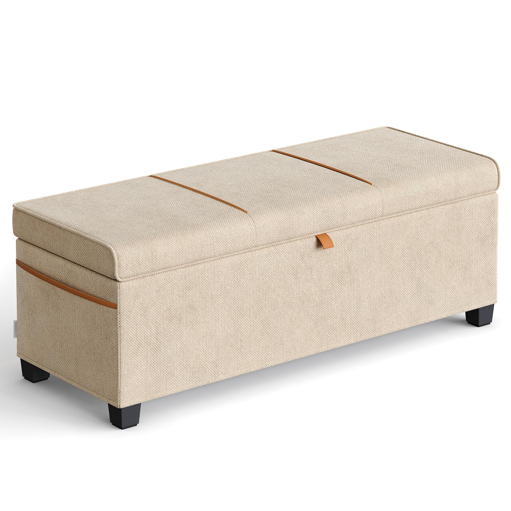 SONGMICS Home Storage Bench, 15.7 x 43.3 x 15.7 Inches, 27 Gal. (103 L), Cappuccino Beige ULSF533L01