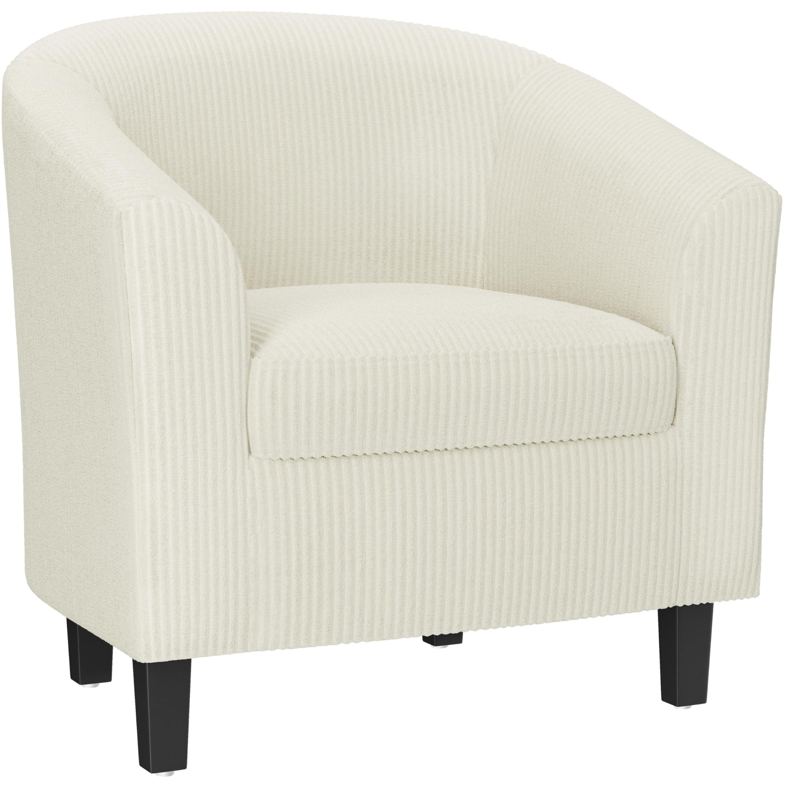 Yaheetech Beige Corduroy Barrel Chair for Living Room and Bedroom