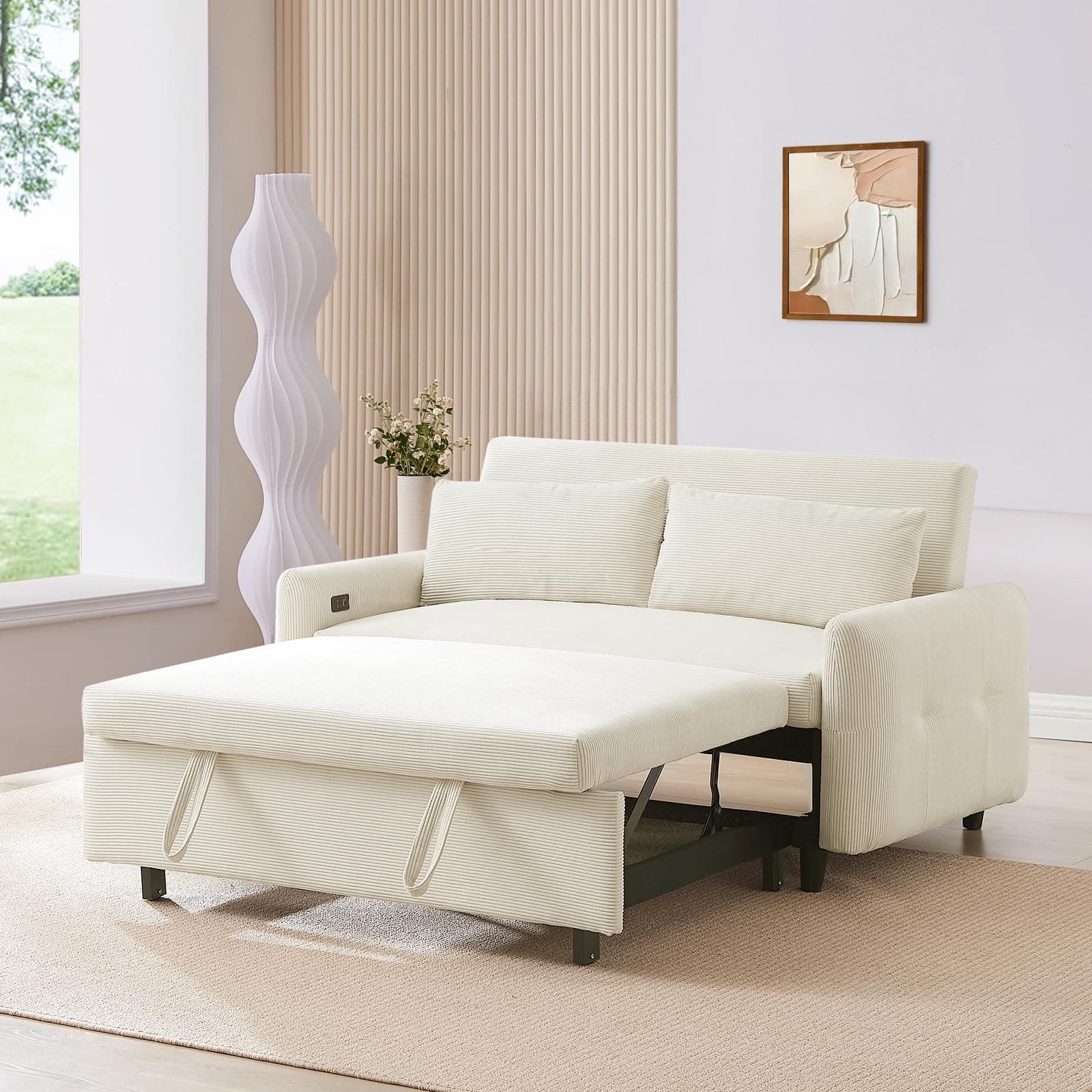Convertible Sleeper Sofa Bed with USB&Type-C Port