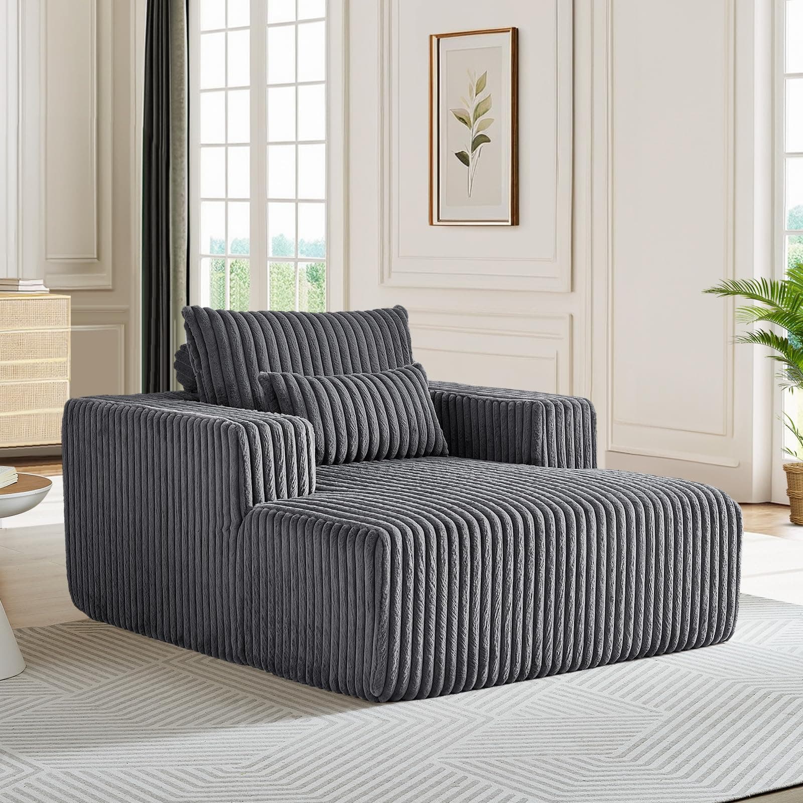 Oversized Chaise Lounge Chair Indoor for Living Room - Grey