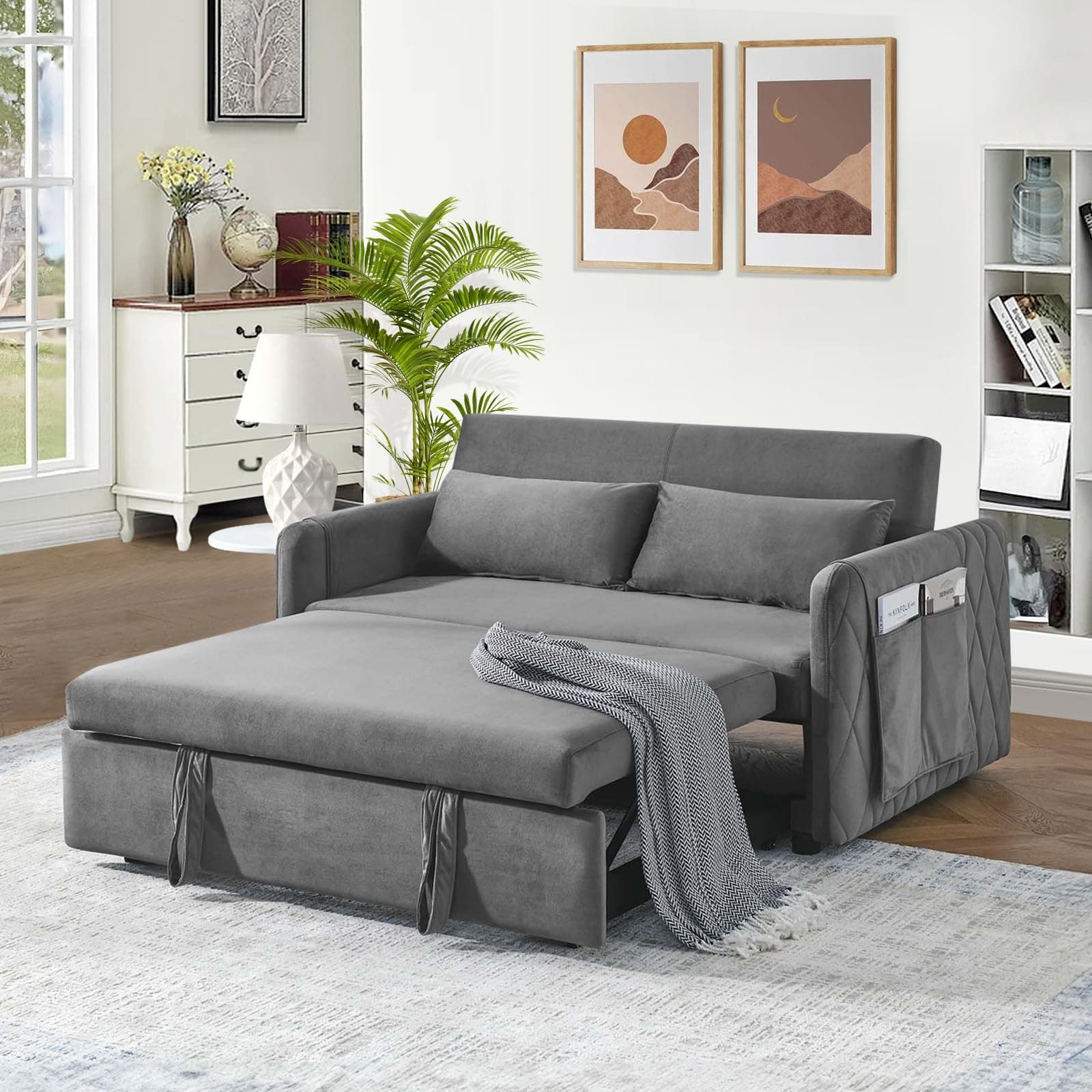 Convertible Sleeper Sofa Couch with Pull Out Bed